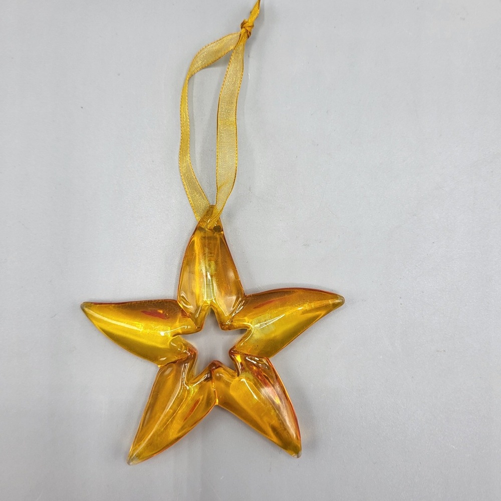 Yellow Amber Colored Starfish Glass Ornament By Living Quarters Sun Catcher Gold